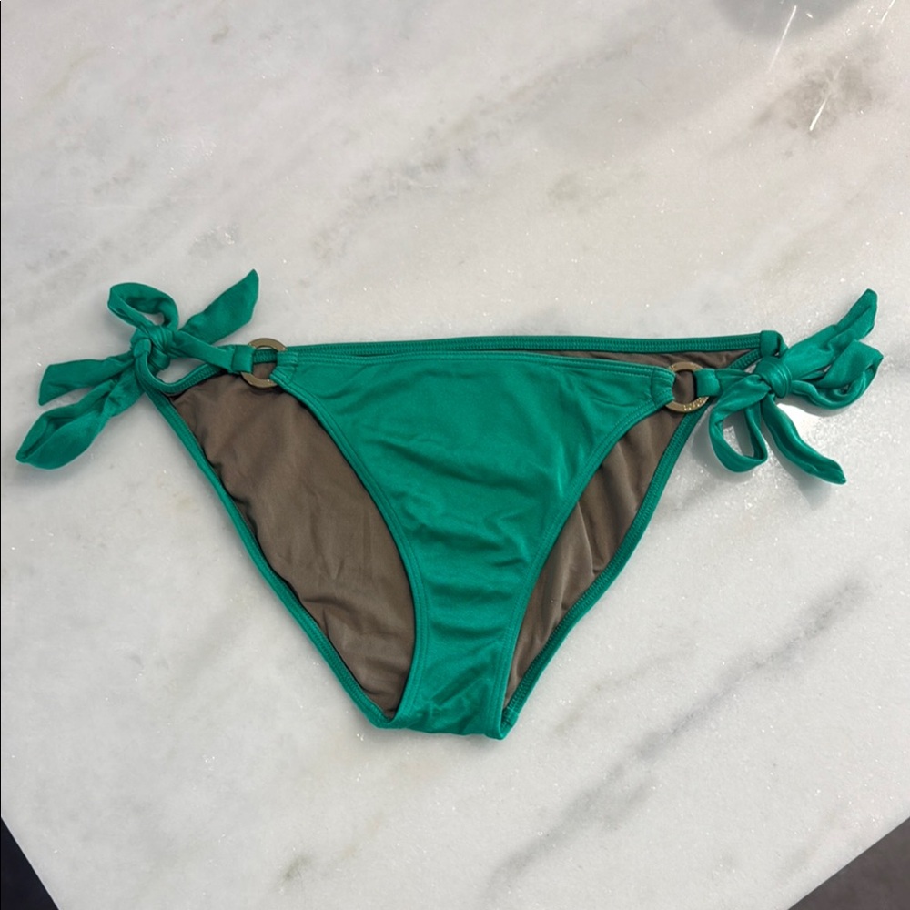 Victoria's Secret Bright Emerald Green and Gold  Bikini with Adjustable Ties